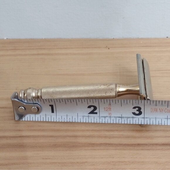 Vintage 1940s Gillette Gold Tone Ball End Safety Razor 3 Piece - Picture 9 of 9